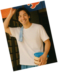 温泉帰りの男性